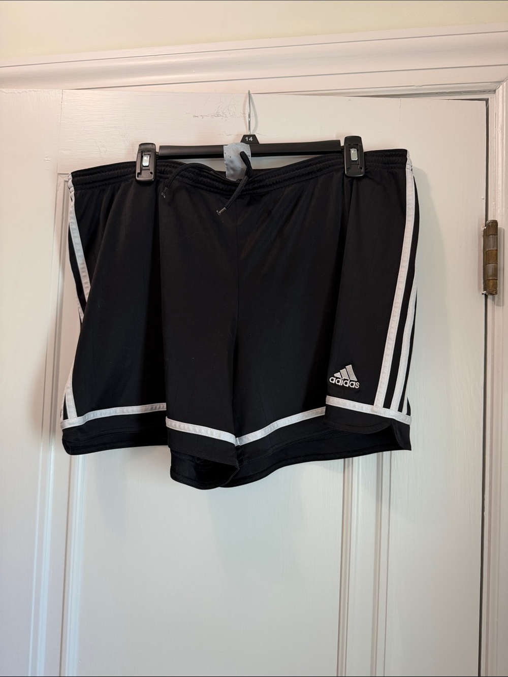 adidas Black Athletic Shorts with White Piping